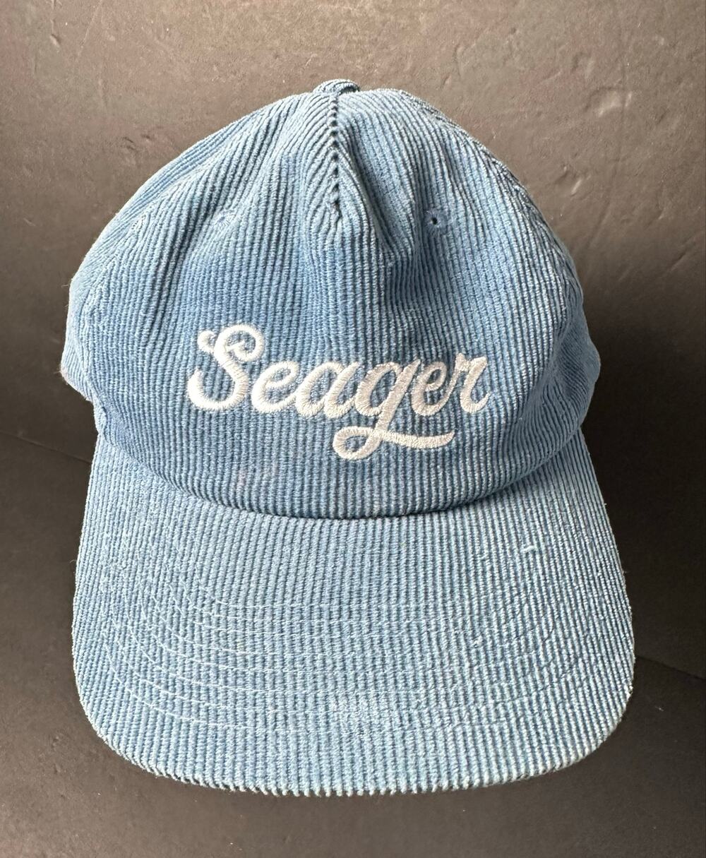 Seager Mens Hat Blue Embroidered Dadhat Snapback Corduroy